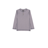 T-shirt henley flammé à manches longues unisexe pour enfants, Silver Front_Flat
