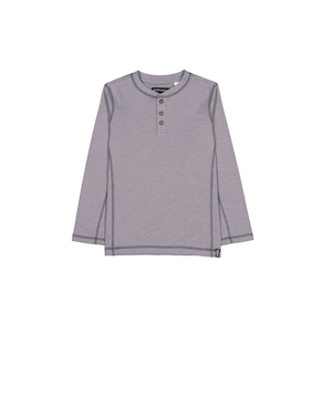 T-shirt henley flammé à manches longues unisexe pour enfants, Silver