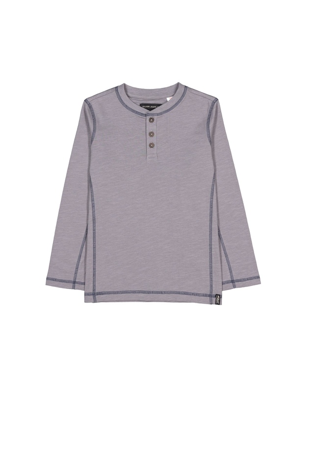 T-shirt henley flammé à manches longues unisexe pour enfants, Silver