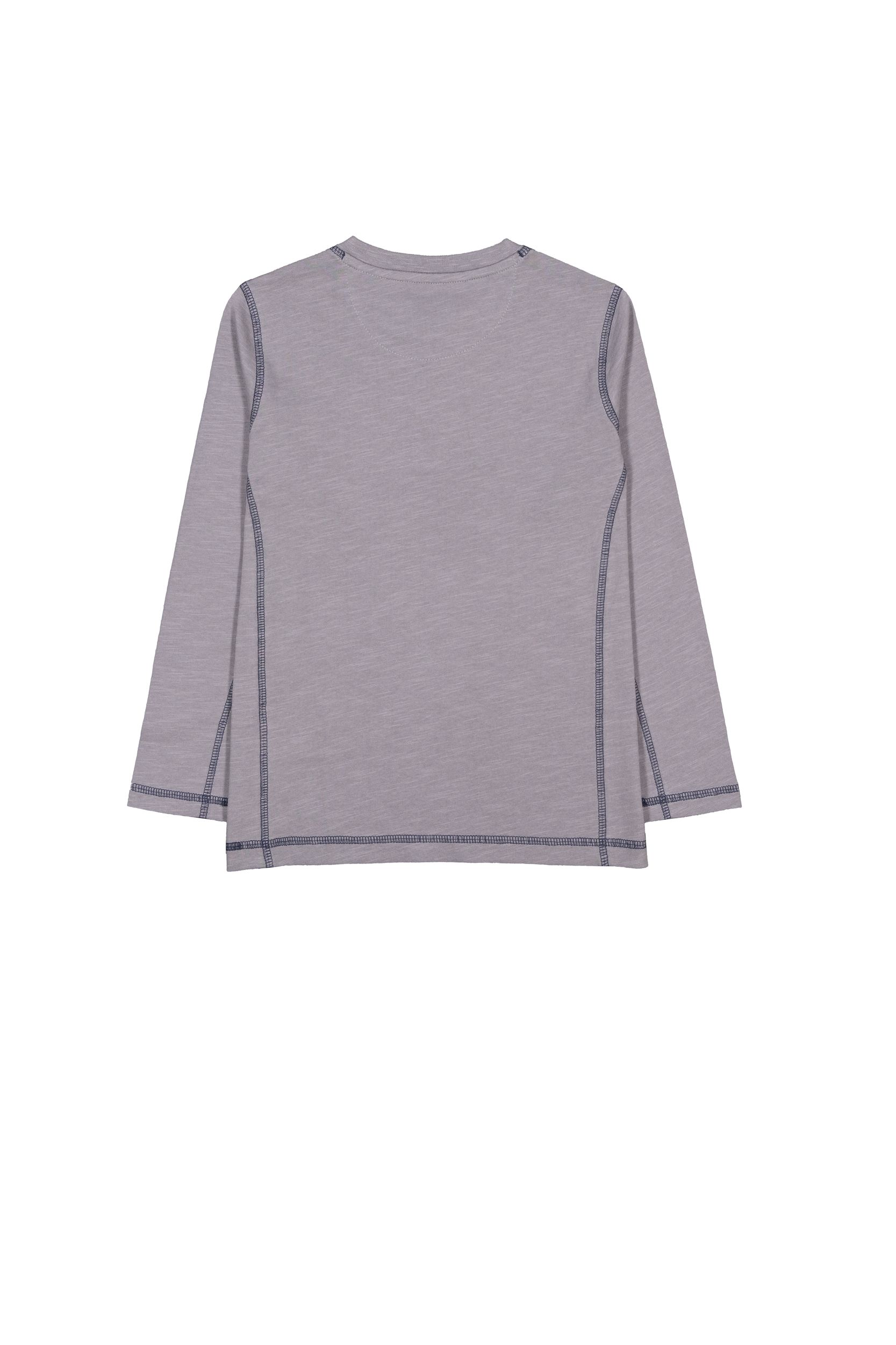 T-shirt henley flammé à manches longues unisexe pour enfants, Silver