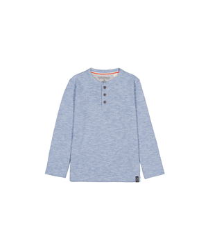 Haut henley en tricot double à manches longues unisexe pour enfants, Silver