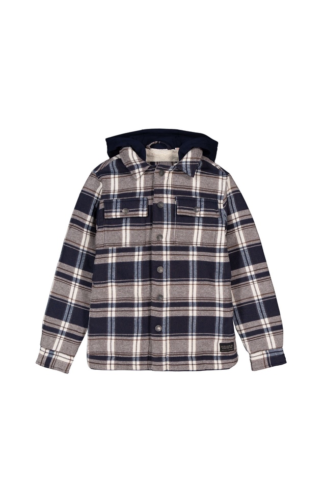 Silver Kids' Unisex Lined Hooded Flannel Shirt