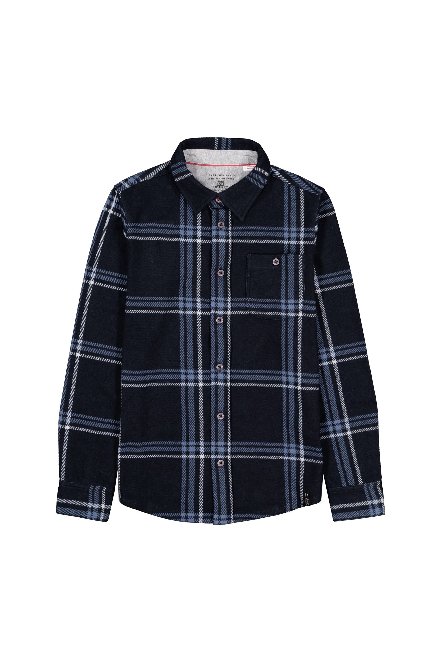 Chemise à manches longues en tricot extensible unisexe pour enfants, Silver
