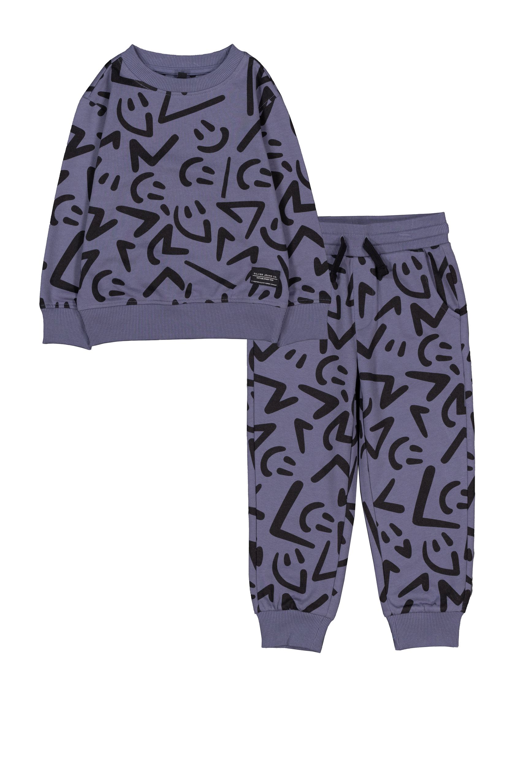 Ensemble de jogging à manches longues unisexe pour enfants, Silver