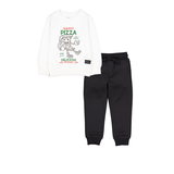 Silver Kids' Unisex Long Sleeve Pizza Jogger Set Front_Flat