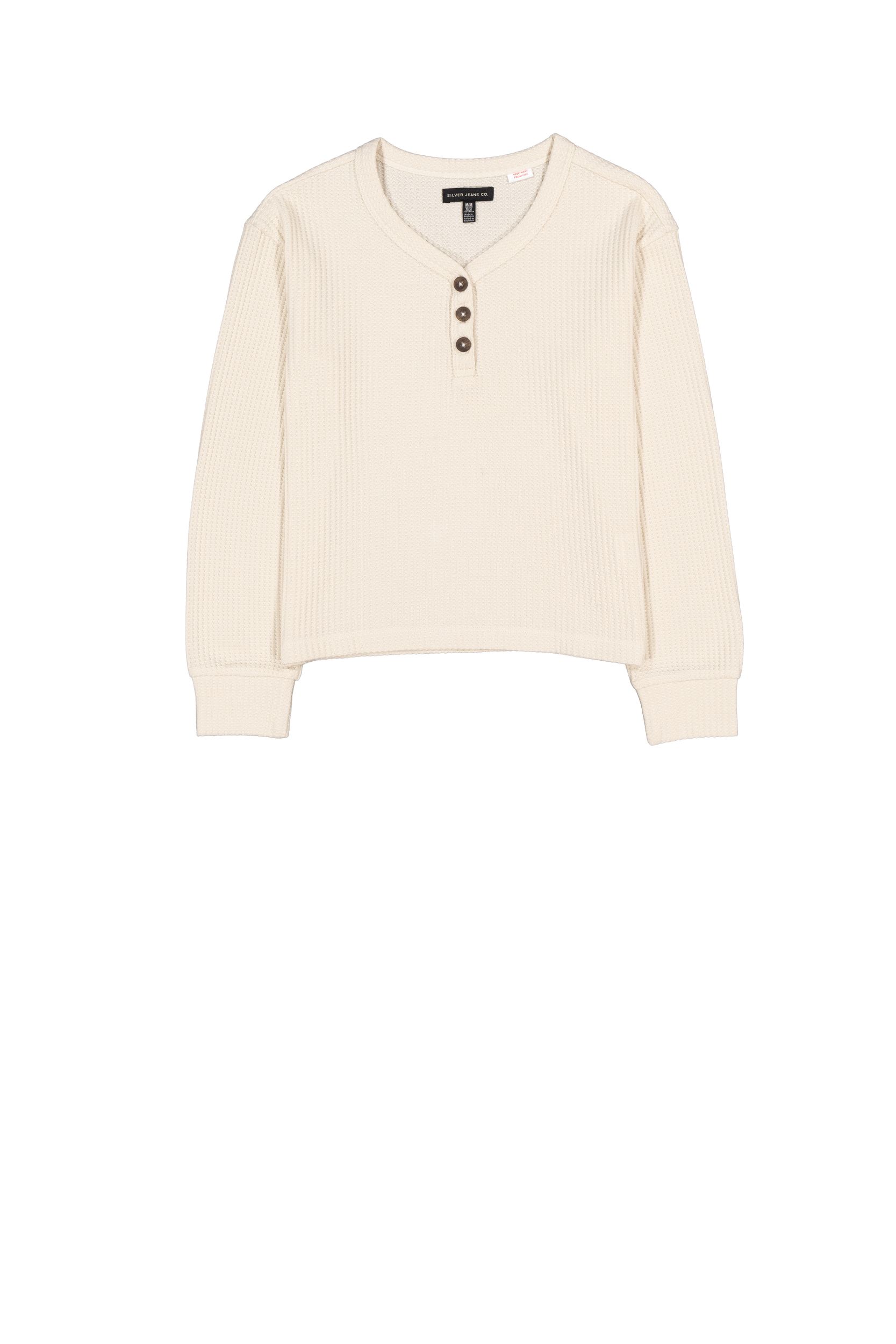 Haut Henley isotherme à manches longues unisexe pour enfants, Silver