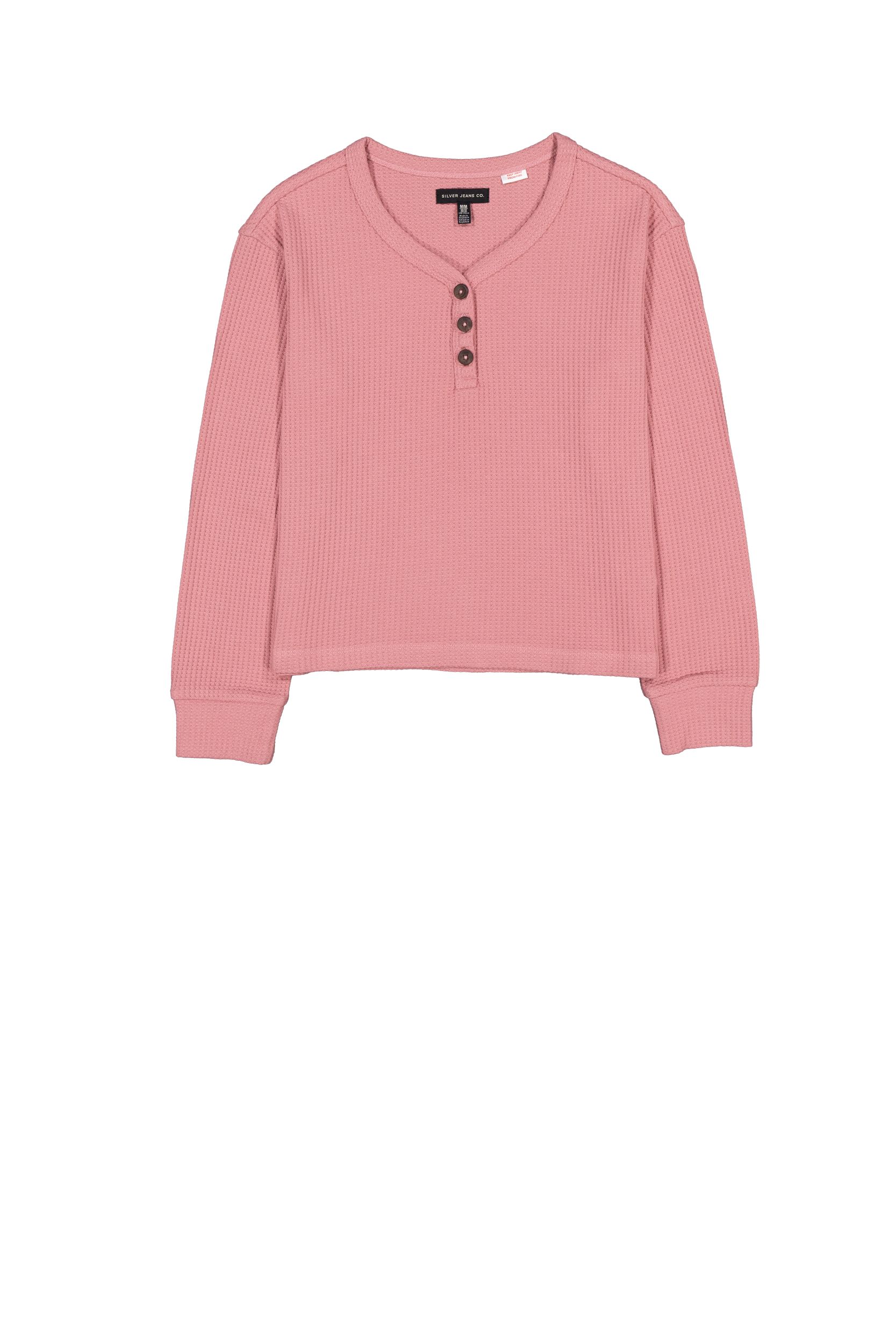 Haut Henley isotherme à manches longues unisexe pour enfants, Silver