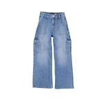 Silver Kids' Girl's Wide Leg Cargo Jeans Front_Flat