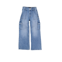 Silver Kids' Girl's Wide Leg Cargo Jeans Front_Flat
