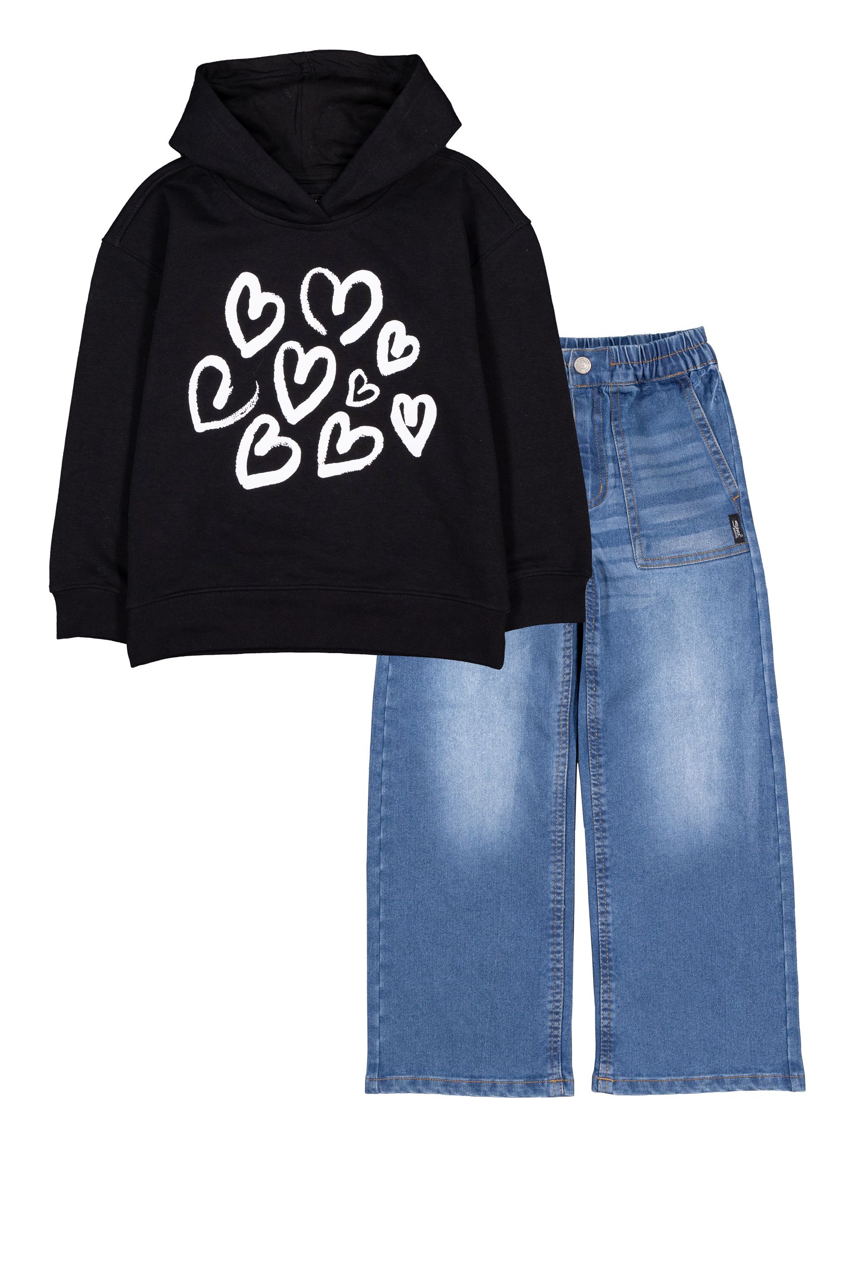 Silver Kids' Girl's Long Sleeve Heart Jean Set