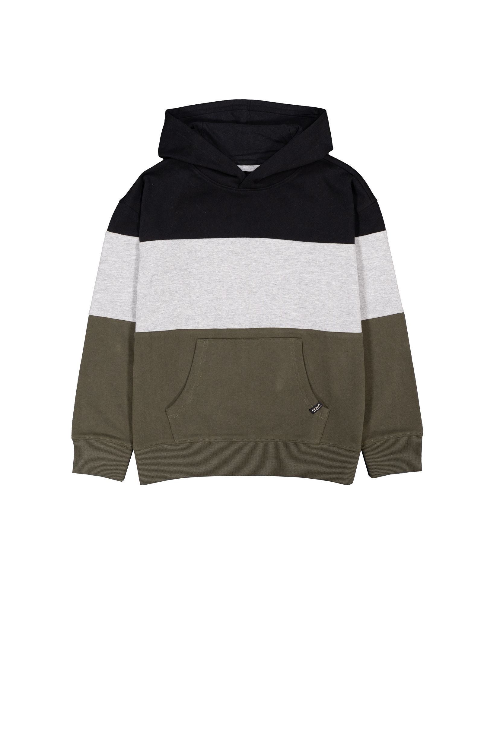 Chandail à capuche à manches longues et à blocs de couleur unisexe pour enfants, Silver