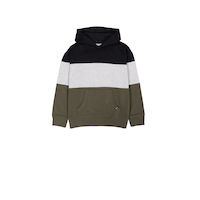 Chandail à capuche à manches longues et à blocs de couleur unisexe pour enfants, Silver Front_Flat