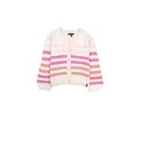 Silver Kids' Unisex Striped Cardigan Sweater Front_Flat