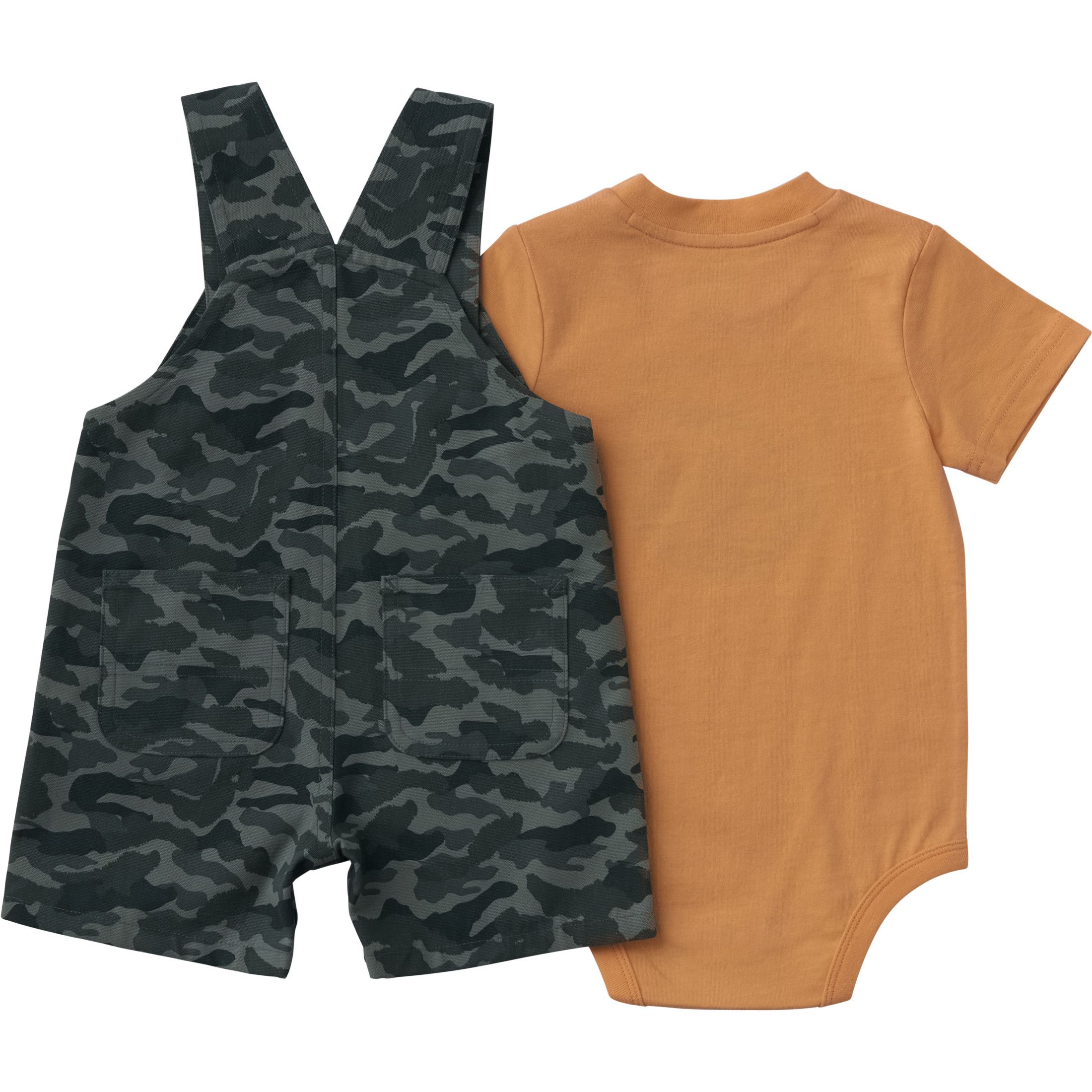 Carhartt Baby Short Sleeve Bodysuit And Canvas Camo Print Shortall