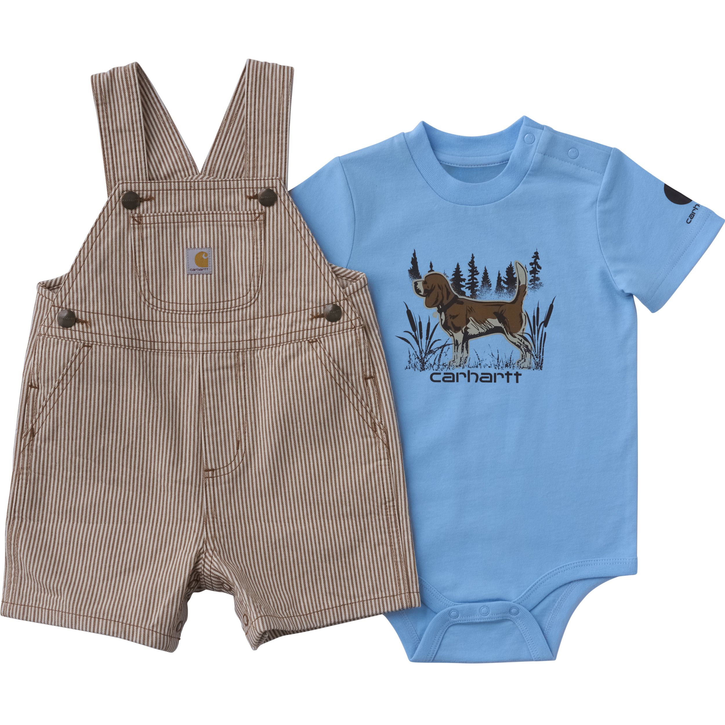 Carhartt Baby Short Sleeve Bodysuit and Canvas Shortalls