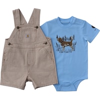 Carhartt Baby Short Sleeve Bodysuit and Canvas Shortalls Front_Flat