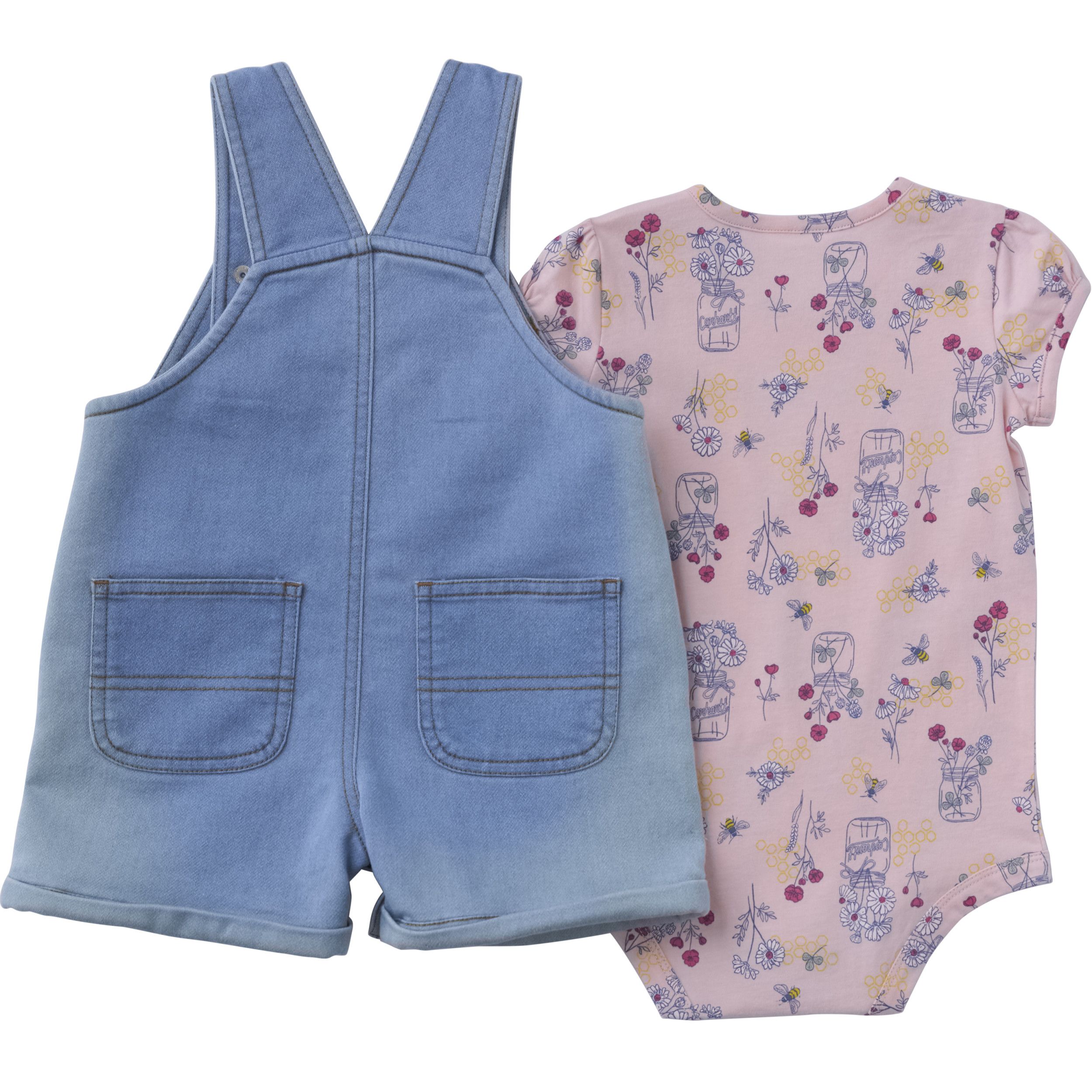 Carhartt Baby Short Sleeve Bee Print Bodysuit and Denim Shortall