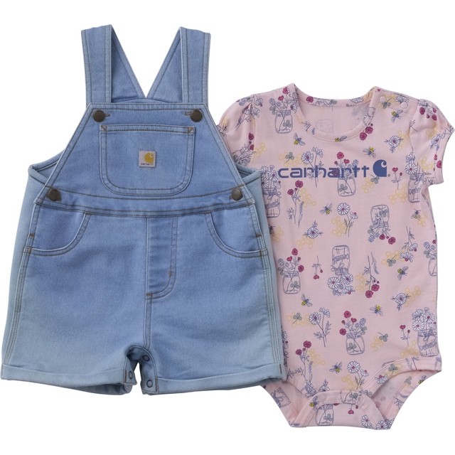 Carhartt Baby Short Sleeve Bee Print Bodysuit and Denim Shortall