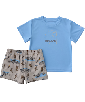 Carhartt Baby Short Sleeve Force Sun Defender Woven Shirt and Short Two-Piece Set