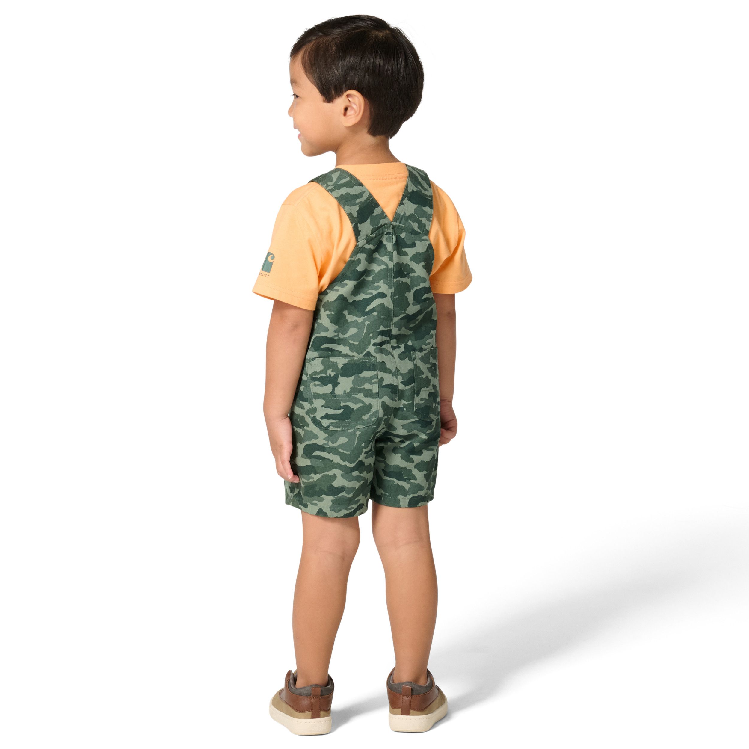 Carhartt Toddler Short Sleeve Bodysuit and Canvas Camo Print Shortall Set