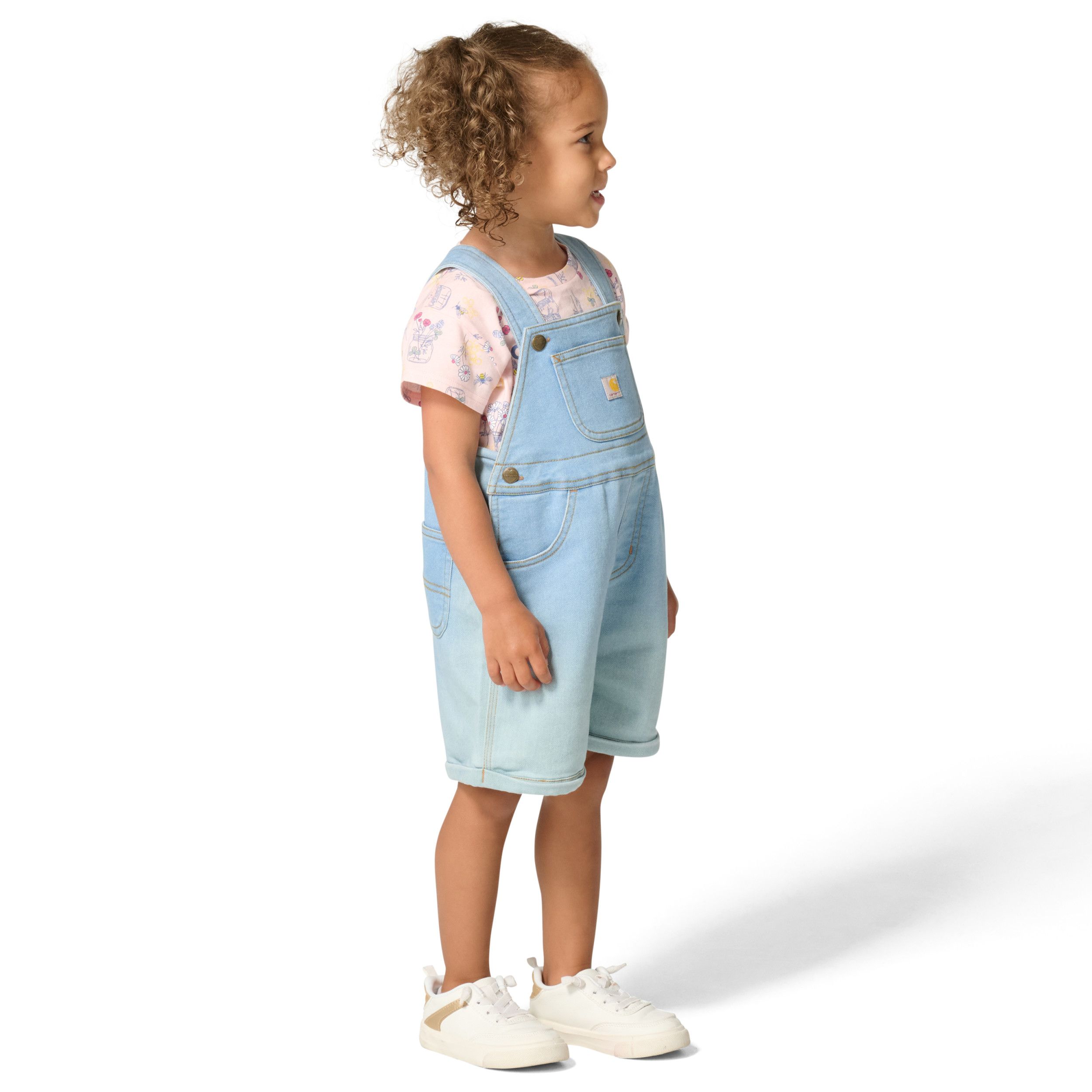 Carhartt Toddler Short Sleeve Bee Print Bodysuit and Denim Shortall Set