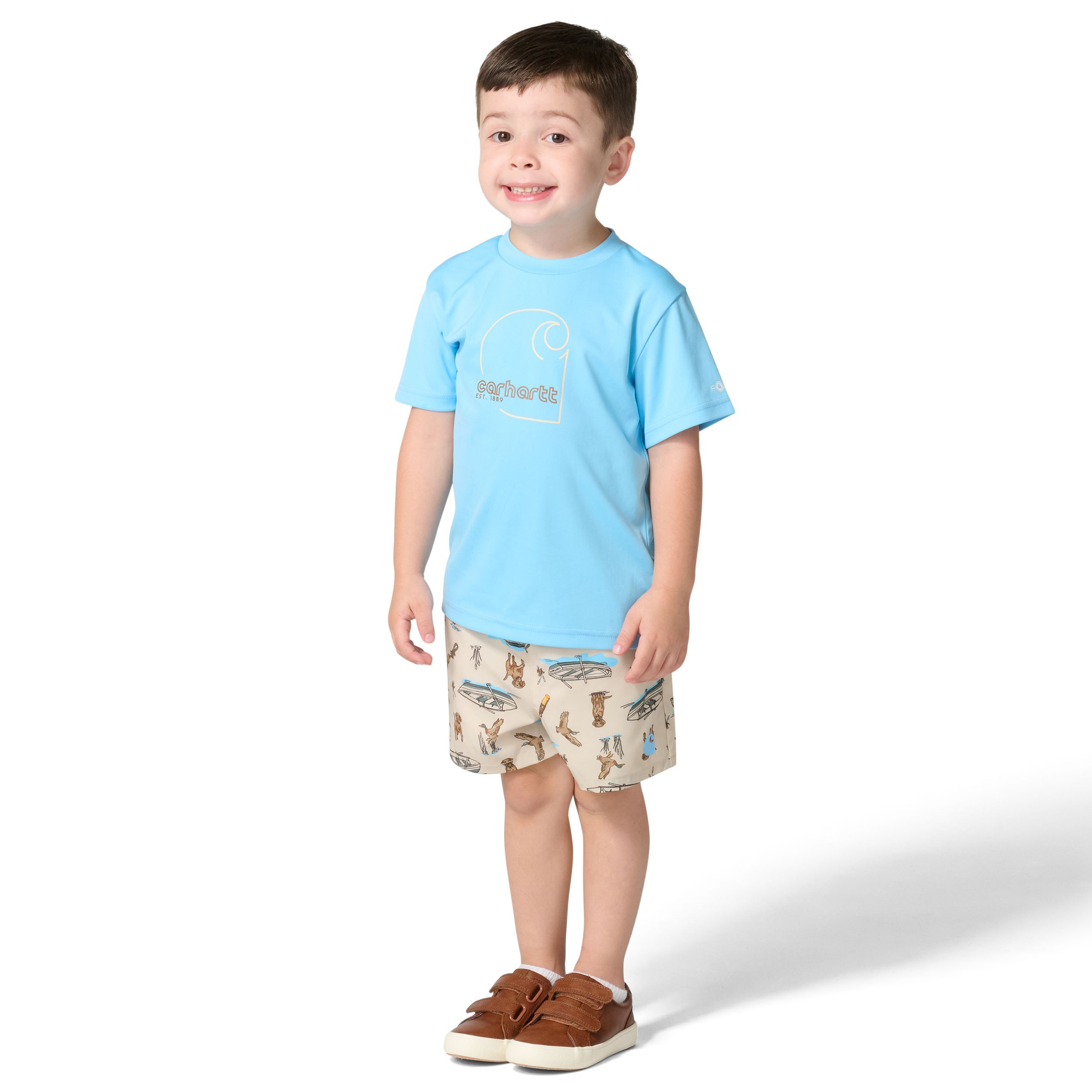Carhartt Kids' Short Sleeve Force Sun Defender Woven Shirt and Short Two-Piece Set
