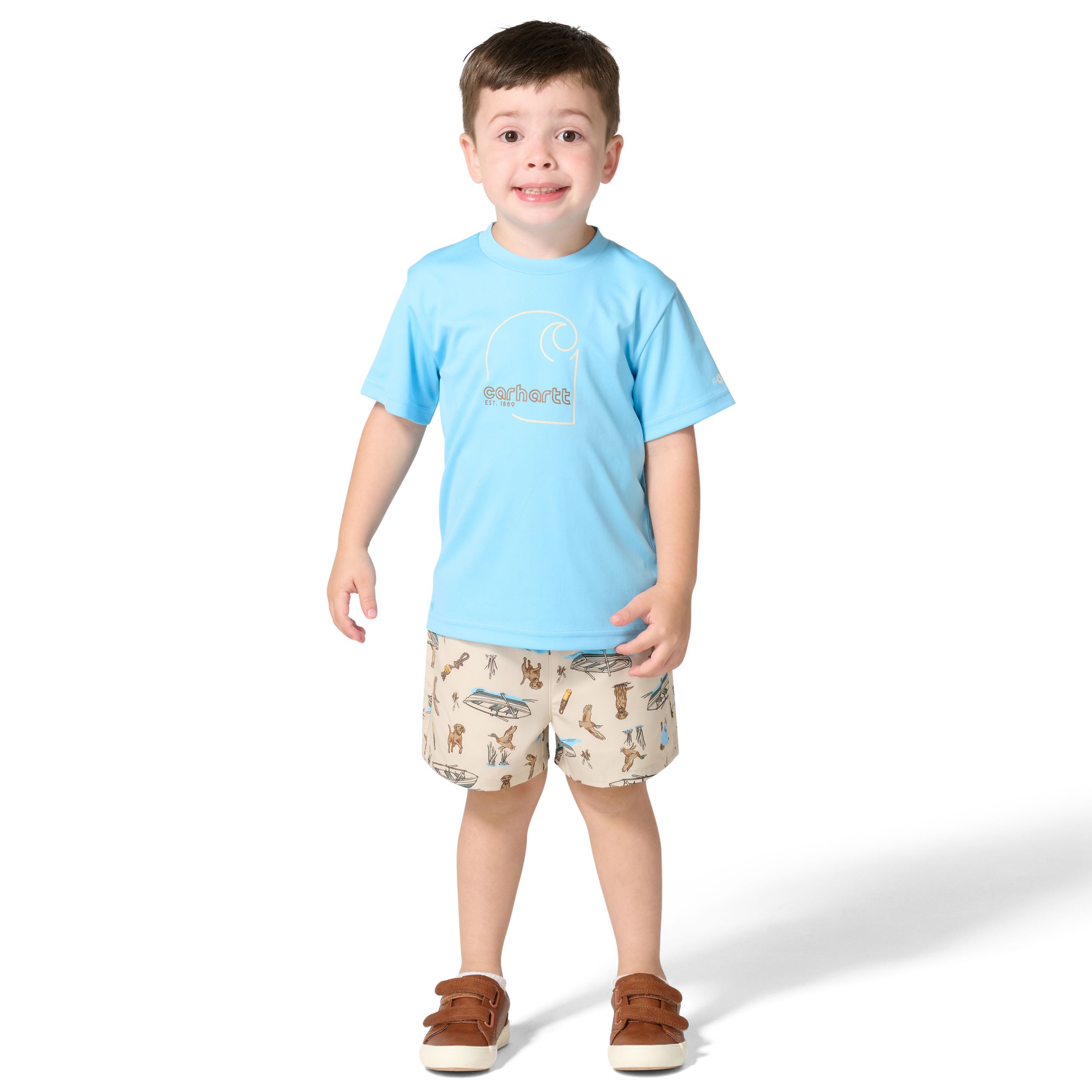 Carhartt Kids' Short Sleeve Force Sun Defender Woven Shirt and Short Two-Piece Set