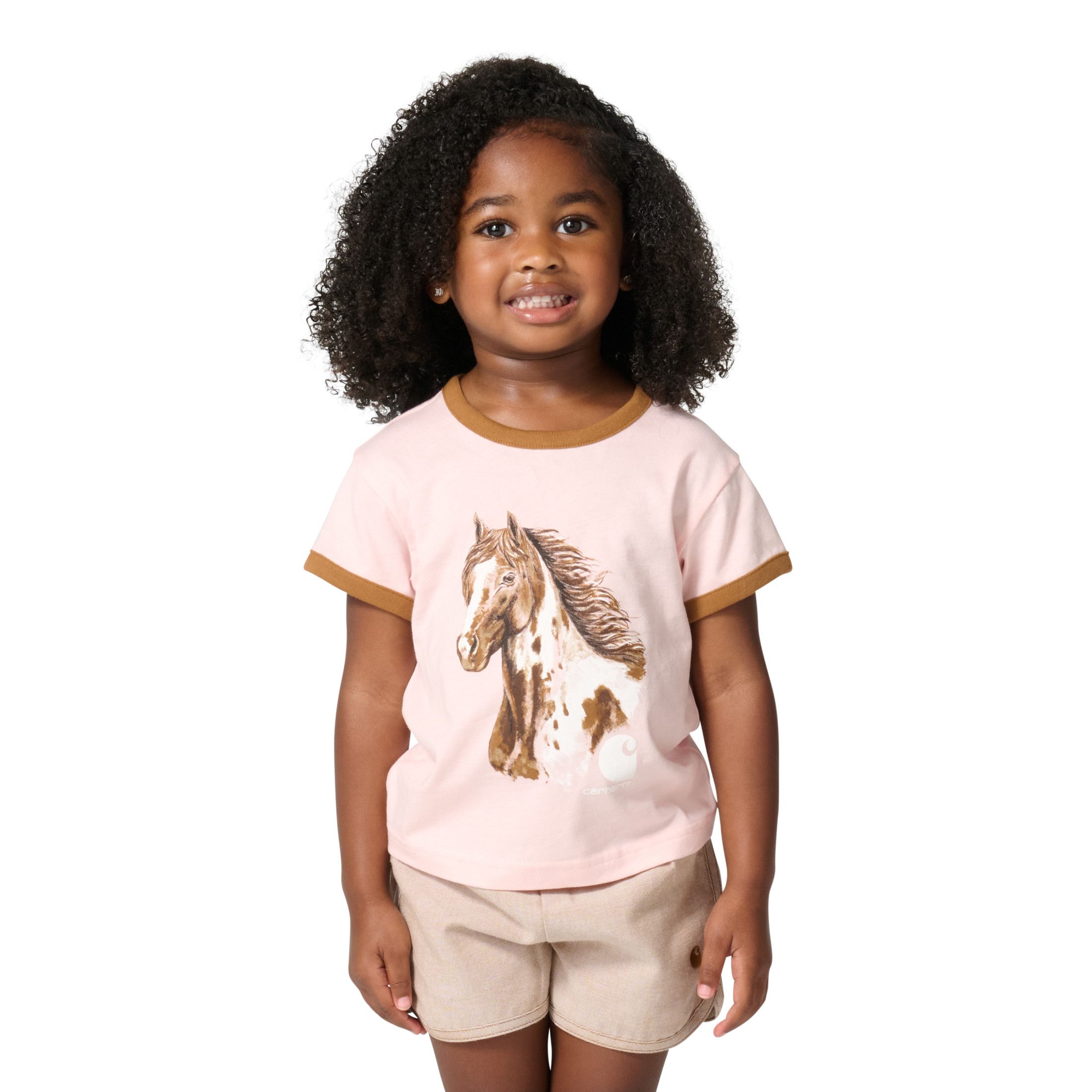 T-shirt à manches courtes et à bords contrastants avec imprimé de cheval pour jeunes, Carhartt