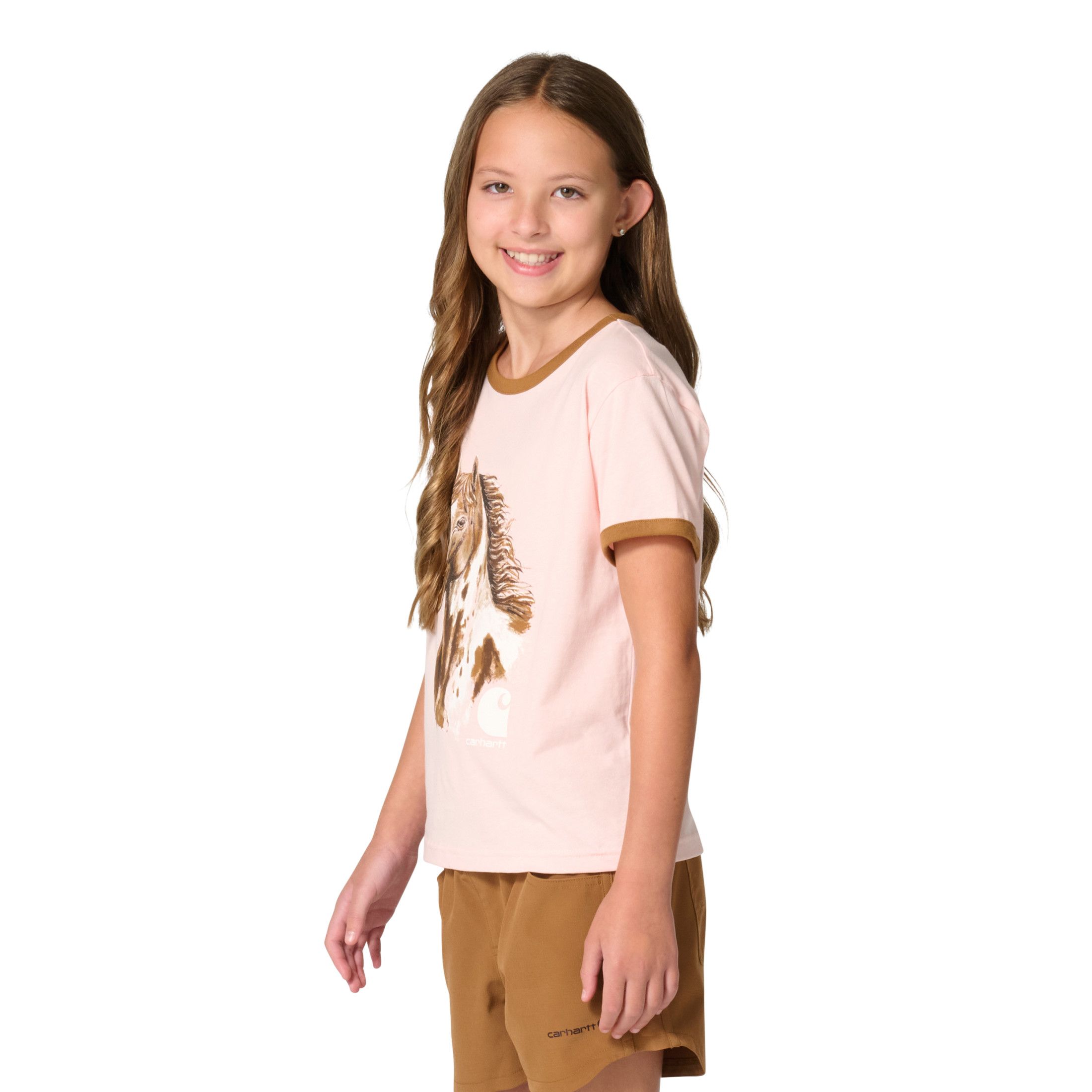T-shirt à manches courtes et à bords contrastants avec imprimé de cheval pour jeunes, Carhartt