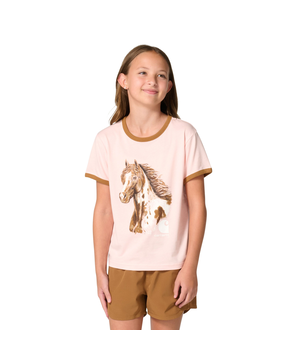 T-shirt à manches courtes et à bords contrastants avec imprimé de cheval pour jeunes, Carhartt