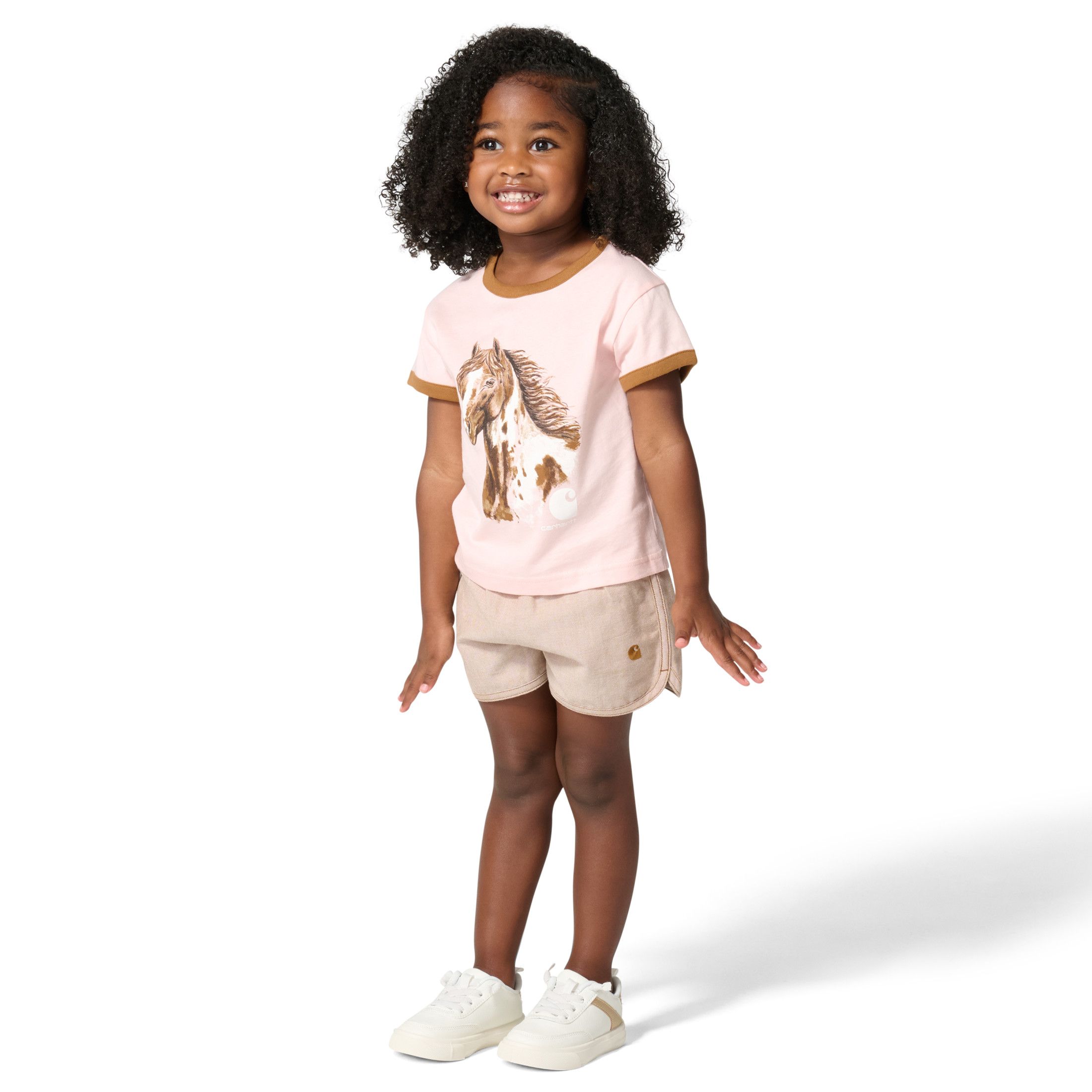 T-shirt à manches courtes et à bords contrastants avec imprimé de cheval pour jeunes, Carhartt