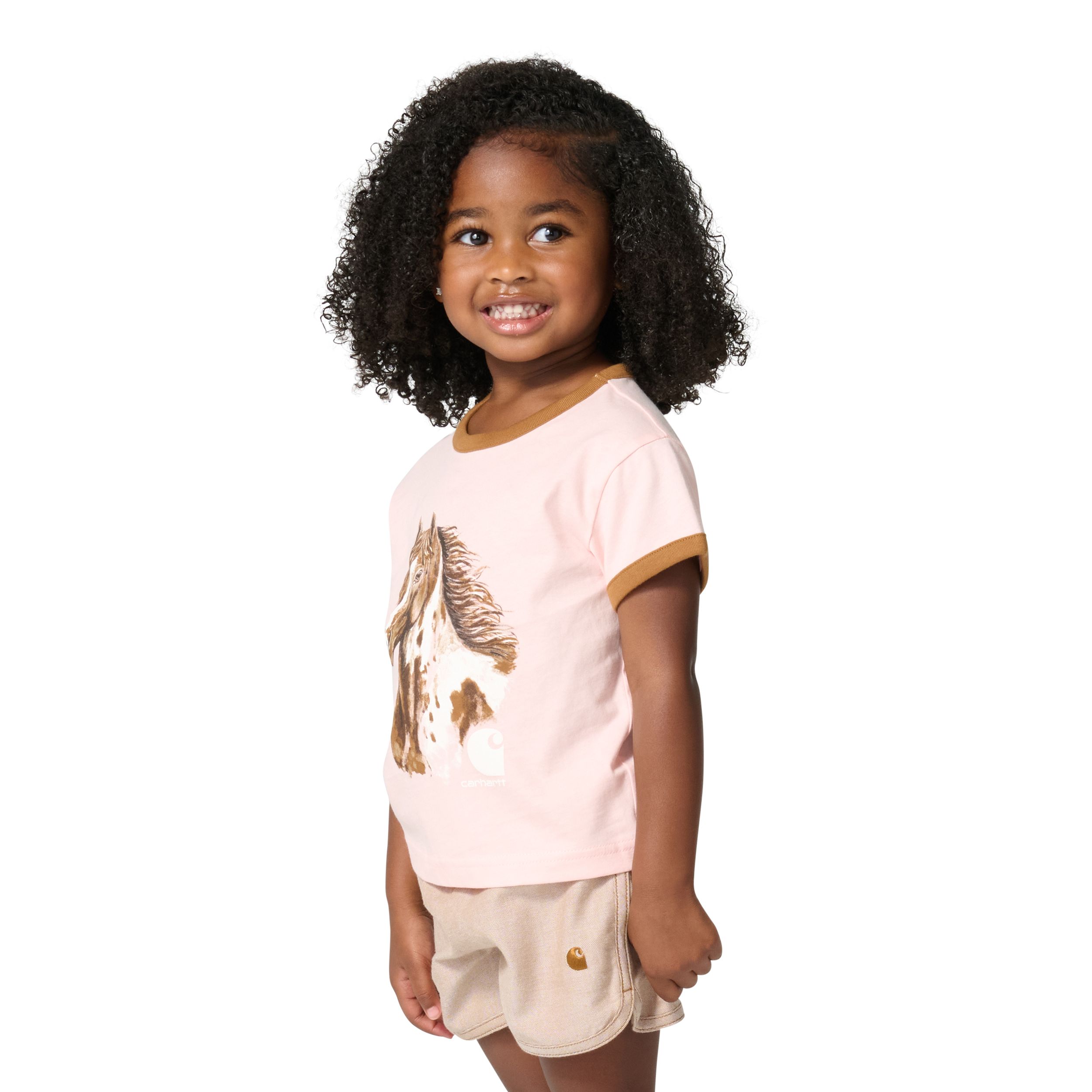 T-shirt à manches courtes et à bords contrastants avec imprimé de cheval pour jeunes, Carhartt