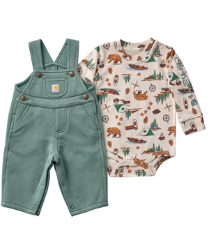 Carhartt Baby Long Sleeve Bodysuit and Fleece Overall Set