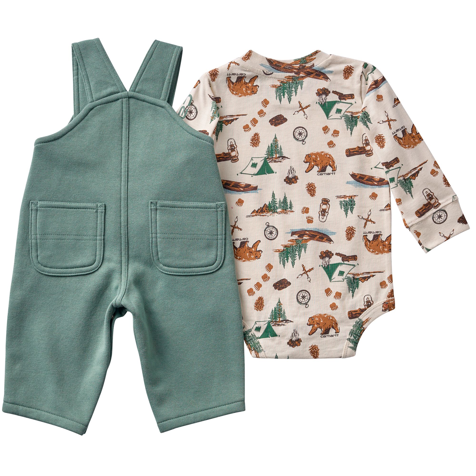 Carhartt Baby Long Sleeve Bodysuit and Fleece Overall Set