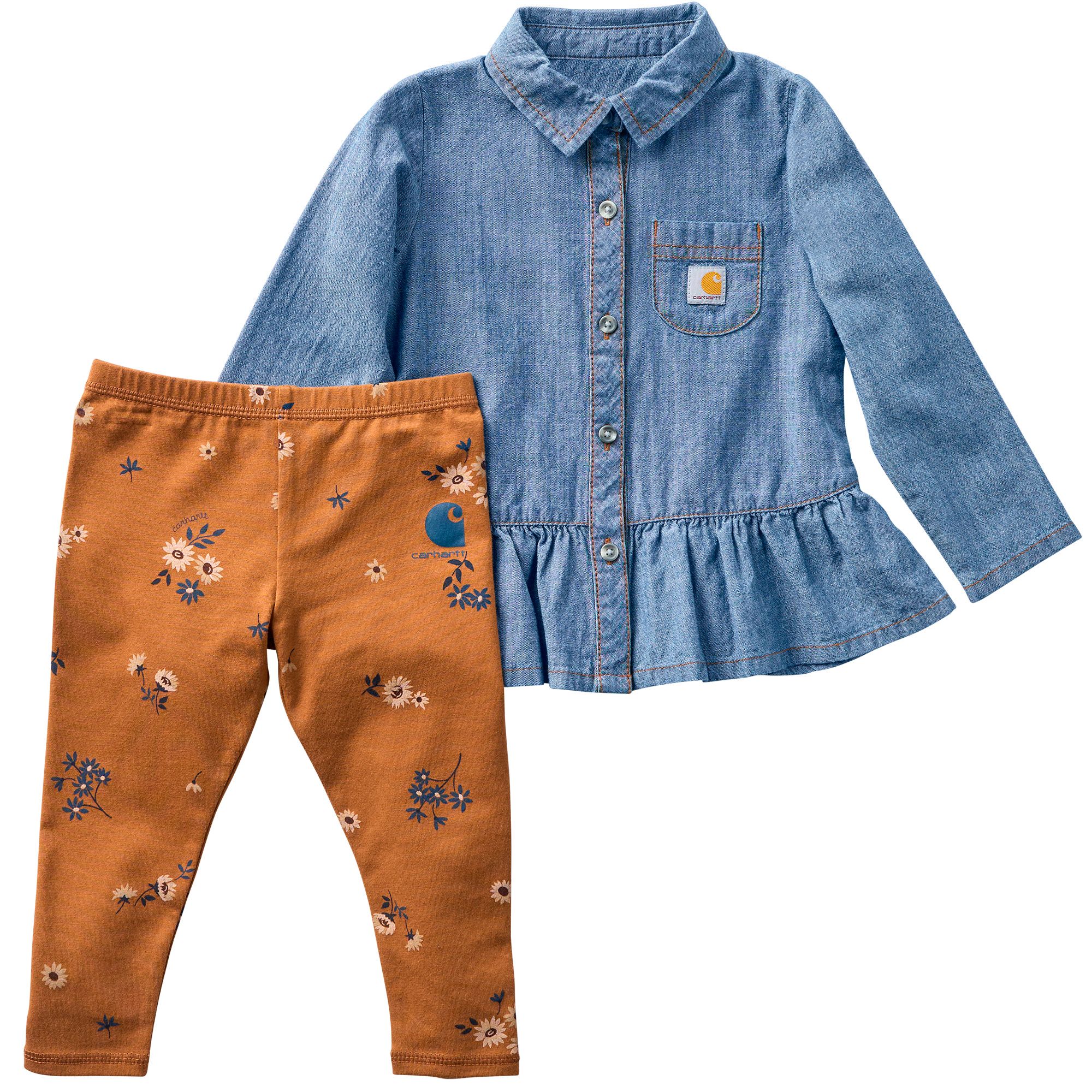 Ensemble haut à manches longues en chambray et legging pour bébés, Carhartt