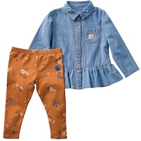 Ensemble haut à manches longues en chambray et legging pour bébés, Carhartt
