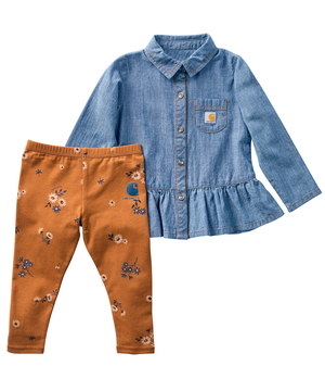 Carhartt BabyLong Sleeve Chambray Top And Legging Set