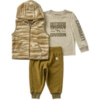 Ensemble gilet à motif camouflage, t-shirt à manches longues et pantalon en molleton pour bébés, Carhartt