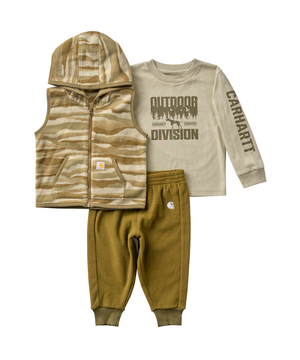 Carhartt Baby Long Sleeve T-Shirt Camo Vest and Fleece Pants