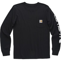 Carhartt Youth Boy's Long Sleeve Logo Pocket Crewneck T-Shirt Front_Flat