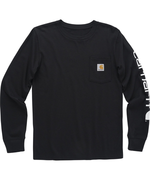 Carhartt Youth Boy's Long Sleeve Logo Pocket Crewneck T-Shirt