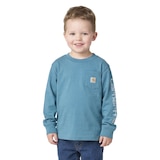 T-shirt à manches longues avec poche et logo pour enfants, Carhartt Front_Flat
