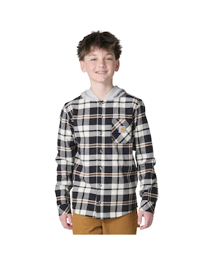 Chemise à capuche en flanelle à devant boutonné et manches longues pour enfants, Carhartt