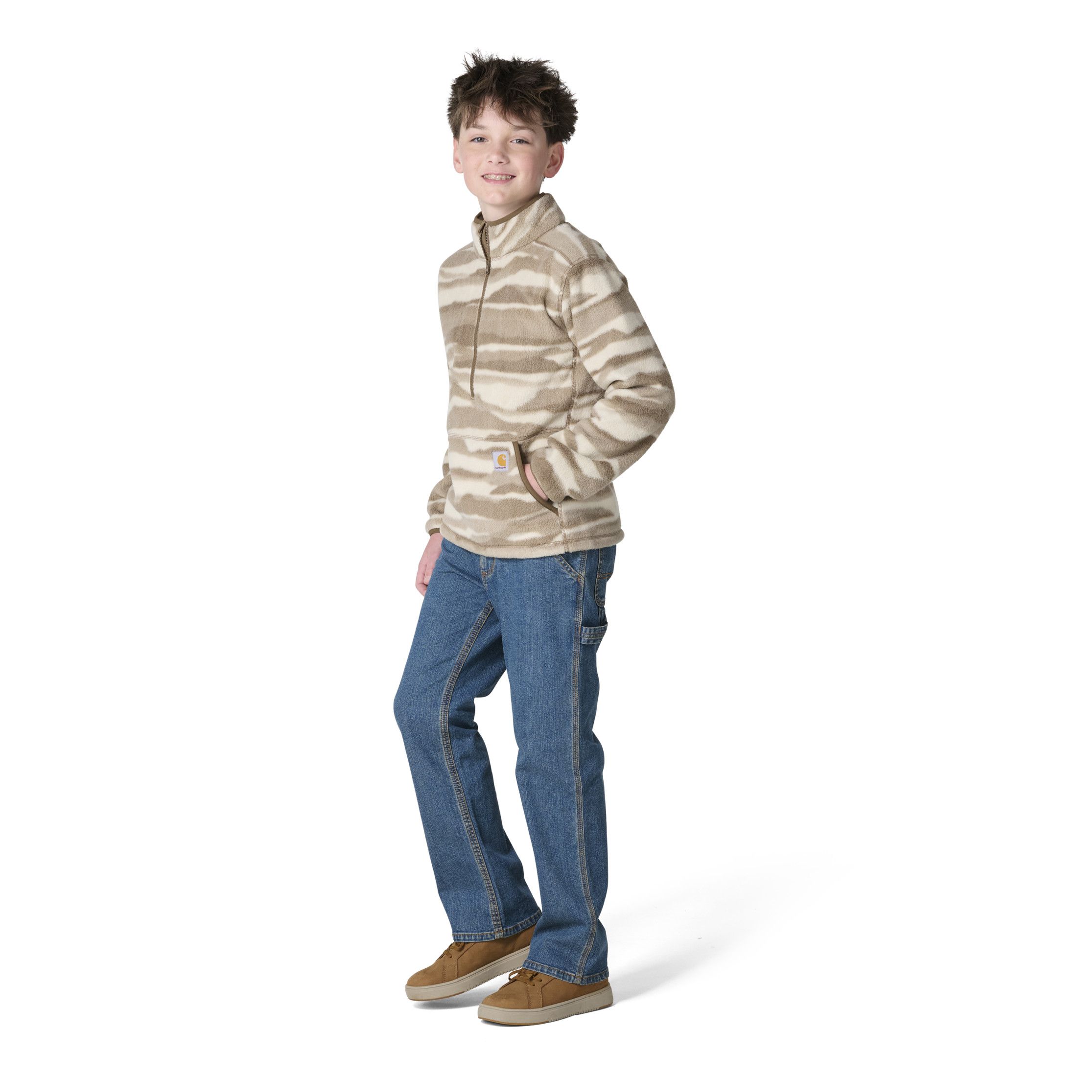 Chandail en molleton imprimé à demi-fermeture à glissière pour enfants, Carhartt