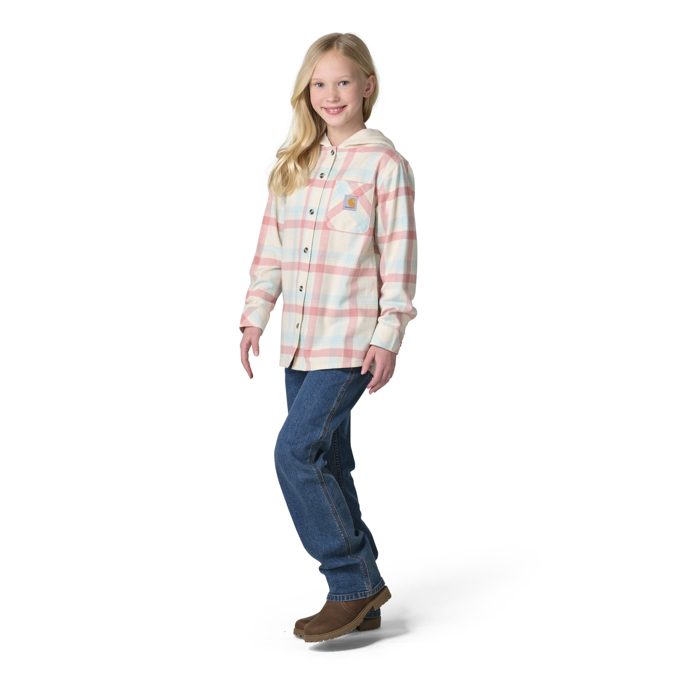 Carhartt Youth Long Sleeve Hooded Pocket Flannel Shirt
