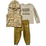 Ensemble gilet à motif camouflage, t-shirt à manches longues et pantalon en molleton pour tout-petits, Carhartt Front_Flat