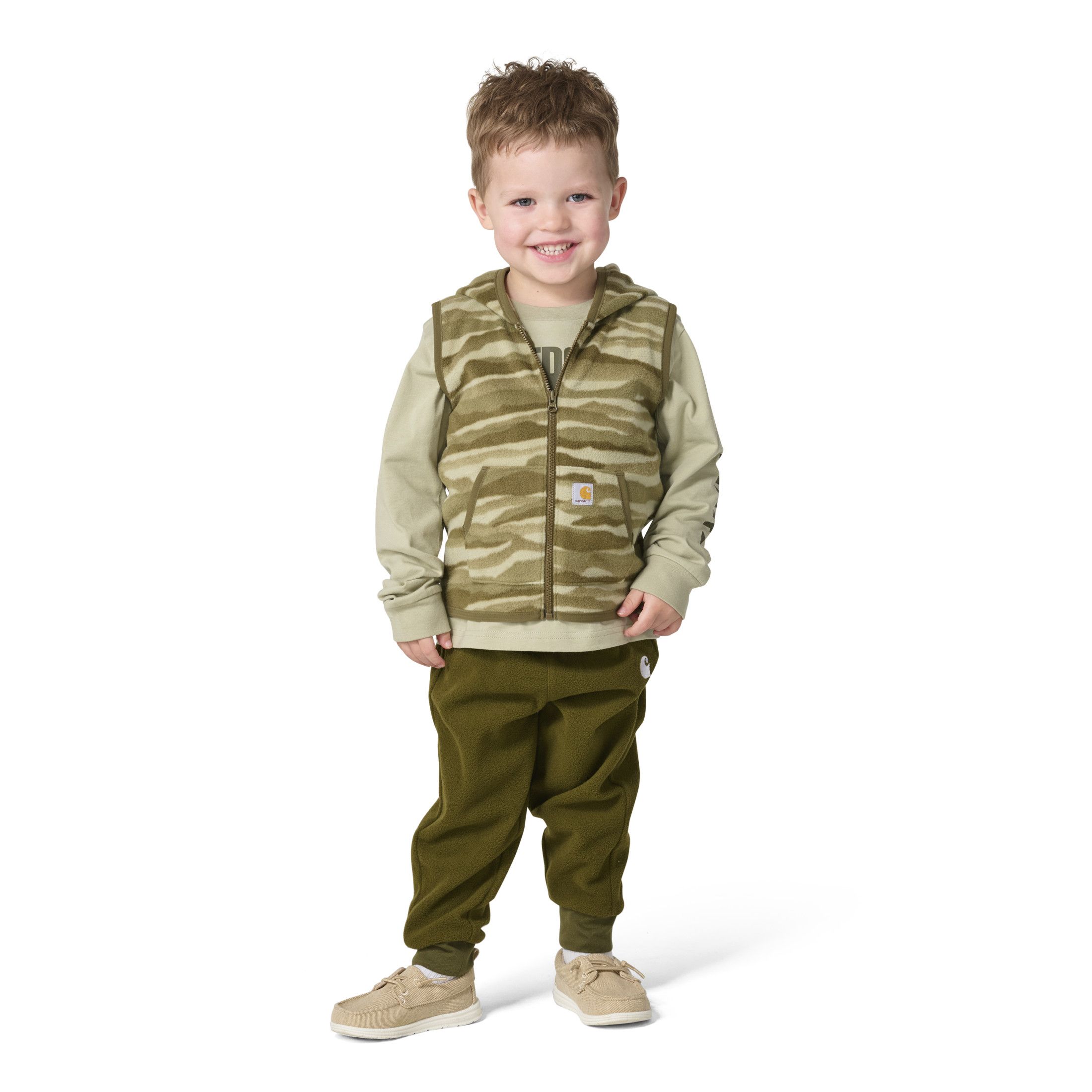 Carhartt Toddler Long Sleeve T-Shirt Camo Vest and Fleece Pants