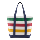 Hudson's Bay Stripes Canvas Tote Bag, Multi-Coloured/Navy, 7.5-in​ Front_Flat