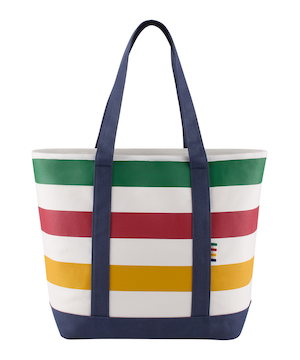 Hudson's Bay Stripes Canvas Tote Bag, Multi-Coloured/Navy, 7.5-in​