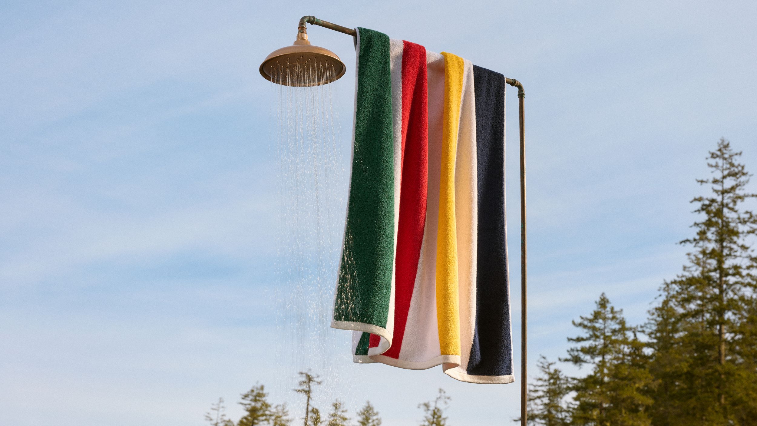 Serviette de plage La Baie d’Hudson, rayures Cabana verticales, multicolore